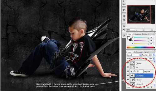 ‘Photoshop实现的高亮光照效果的小男孩‘