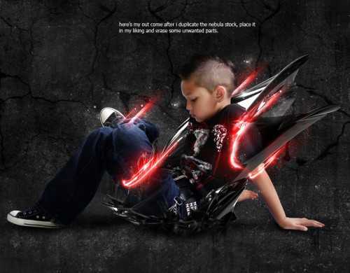 ‘Photoshop实现的高亮光照效果的小男孩‘