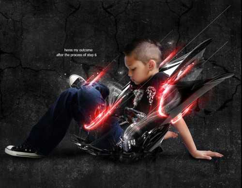 ‘Photoshop实现的高亮光照效果的小男孩‘