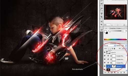 ‘Photoshop实现的高亮光照效果的小男孩‘