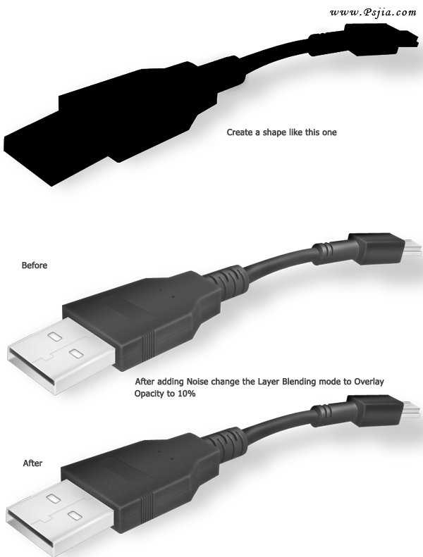 ‘PS制作逼真的USB插头教程‘