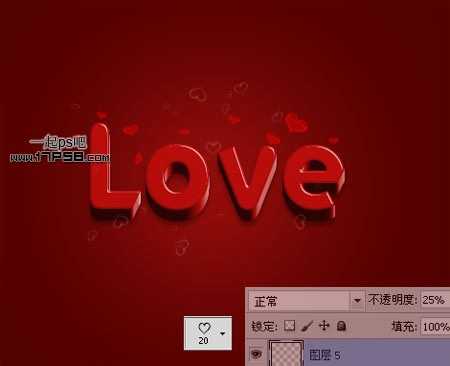 ‘Photoshop打造红色梦幻爱情立体字效果‘