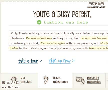 Tumblon module tabs screen shot.