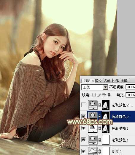 ‘Photoshop为清纯美女图片调制出干净的秋季黄褐色效果‘