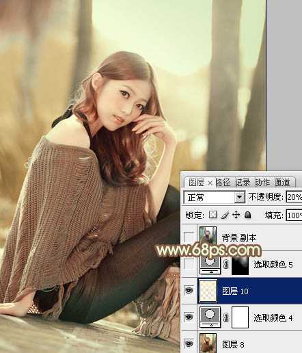 ‘Photoshop为清纯美女图片调制出干净的秋季黄褐色效果‘