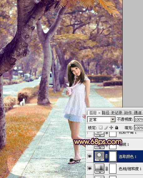 ‘Photoshop将美女生活照片打造出唯美的橙红色效果‘