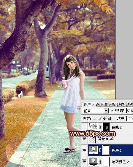 ‘Photoshop将美女生活照片打造出唯美的橙红色效果‘