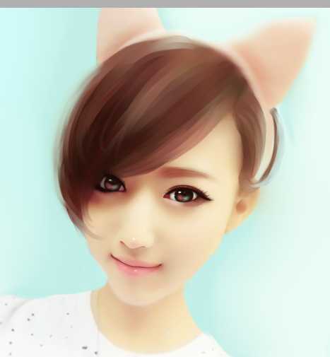‘PS和SAI将美女照片制作成卡通效果‘