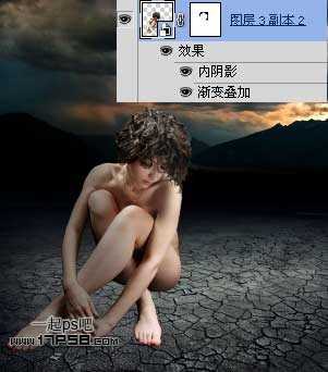‘photoshop合成夜半梦境坐在孤灯旁取暖的女精灵‘