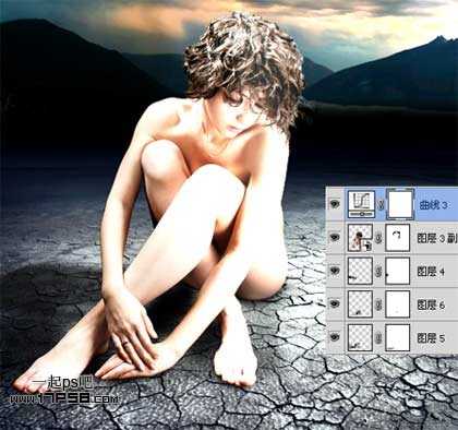 ‘photoshop合成夜半梦境坐在孤灯旁取暖的女精灵‘