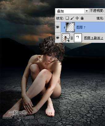 ‘photoshop合成夜半梦境坐在孤灯旁取暖的女精灵‘