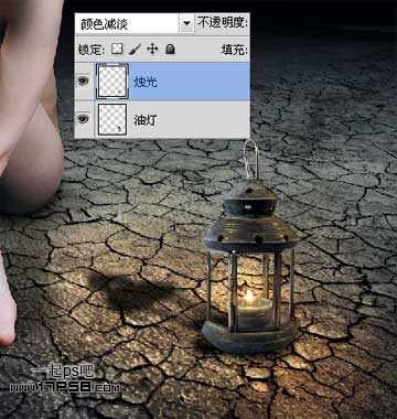 ‘photoshop合成夜半梦境坐在孤灯旁取暖的女精灵‘