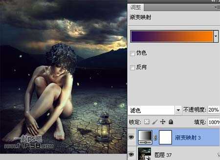 ‘photoshop合成夜半梦境坐在孤灯旁取暖的女精灵‘
