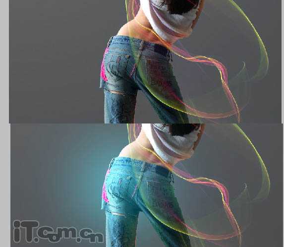 ‘Photoshop为美女照片加上绚丽的彩色光束‘