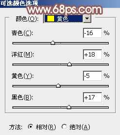 ‘Photoshop为依靠树干的美女调制出早秋黄褐色‘