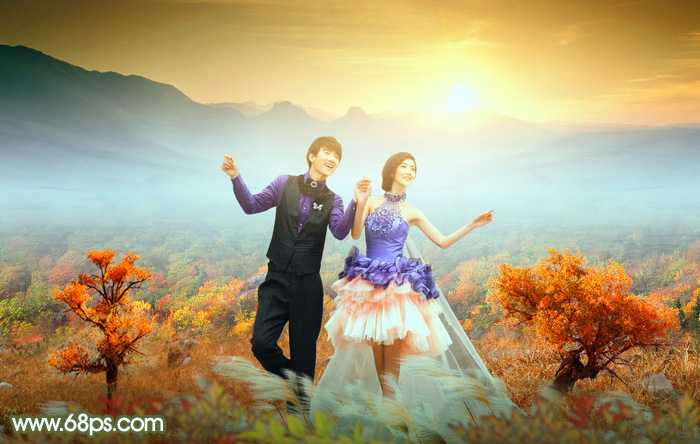 ‘Photoshop合成唯美梦幻的的秋季婚片‘