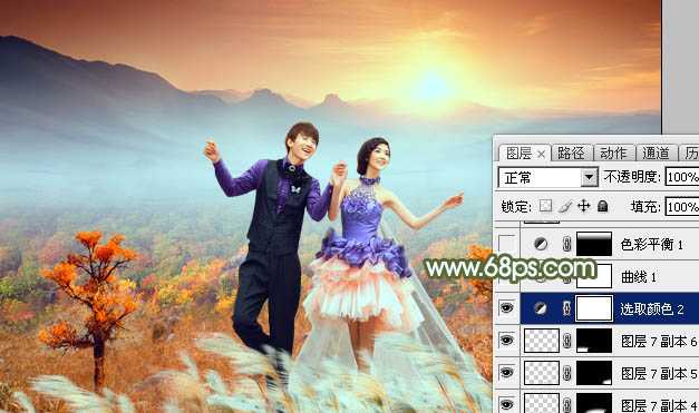 ‘Photoshop合成唯美梦幻的的秋季婚片‘