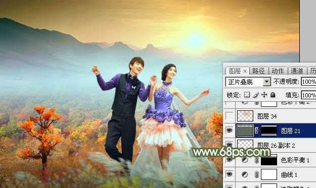 ‘Photoshop合成唯美梦幻的的秋季婚片‘