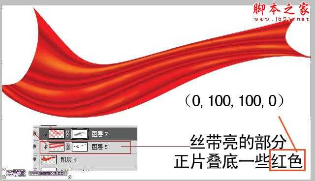 ‘photoshop利用渐变及变形工具制作红色褶皱飘带‘