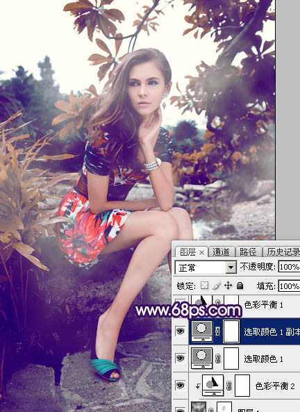 ‘Photoshop为外景美女图片打造唯美的冷色暗调红褐色‘