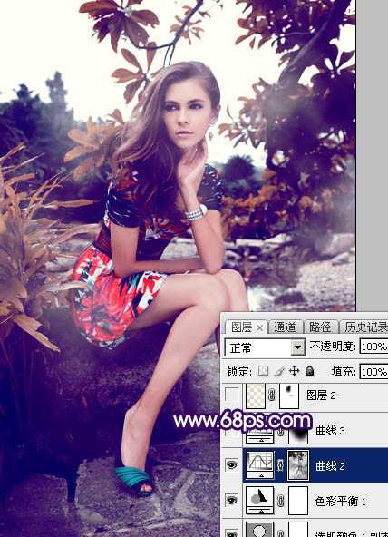 ‘Photoshop为外景美女图片打造唯美的冷色暗调红褐色‘