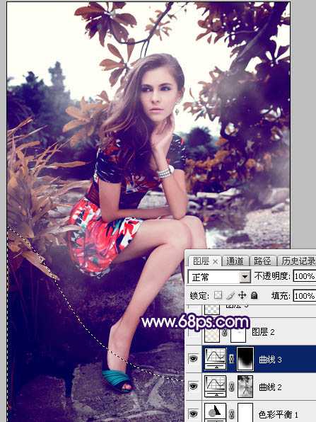 ‘Photoshop为外景美女图片打造唯美的冷色暗调红褐色‘