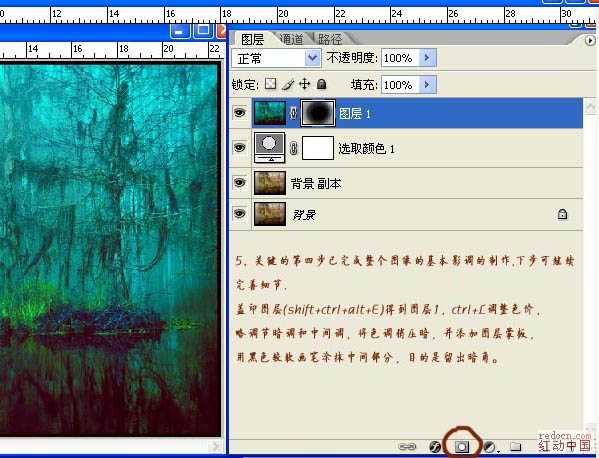 ‘Photoshop将森林图片调成神秘的青蓝色‘