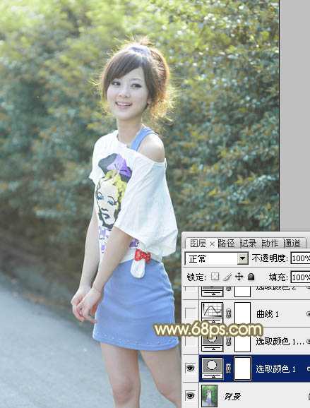 ‘Photoshop将外景美女图片打造出柔美的秋季橙黄色效果‘