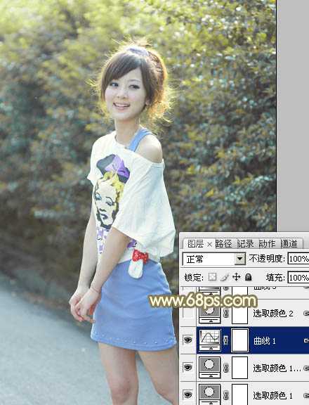 ‘Photoshop将外景美女图片打造出柔美的秋季橙黄色效果‘