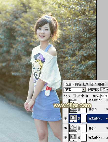 ‘Photoshop将外景美女图片打造出柔美的秋季橙黄色效果‘