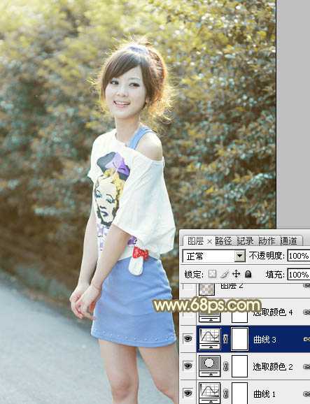 ‘Photoshop将外景美女图片打造出柔美的秋季橙黄色效果‘