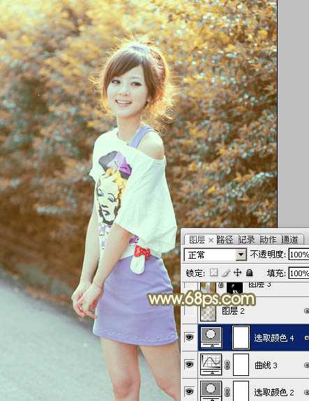 ‘Photoshop将外景美女图片打造出柔美的秋季橙黄色效果‘