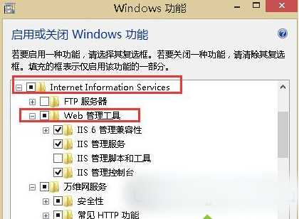 勾选其中的“Web管理工具”