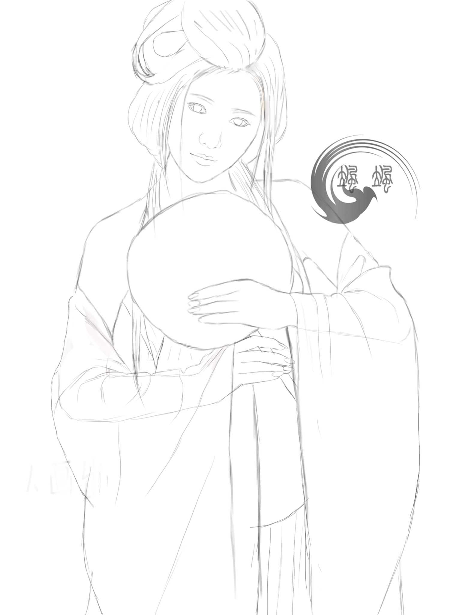 ‘PS为鼠绘的拿扇子的唐朝古典MM插画上色教程‘