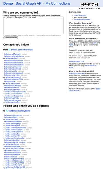 Social Graph API My Connections for A Blog Not Limited