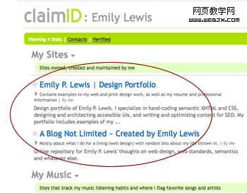 Emily‘s claimID profile