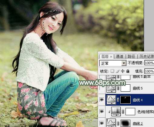 ‘Photoshop为外景美女图片打造甜美的粉绿色早春特效‘