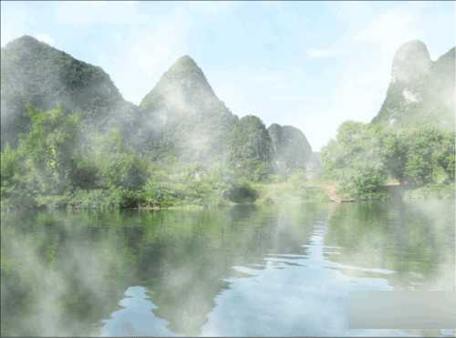 ‘ps制作仙气绕绕的山水云雾的照片效果‘
