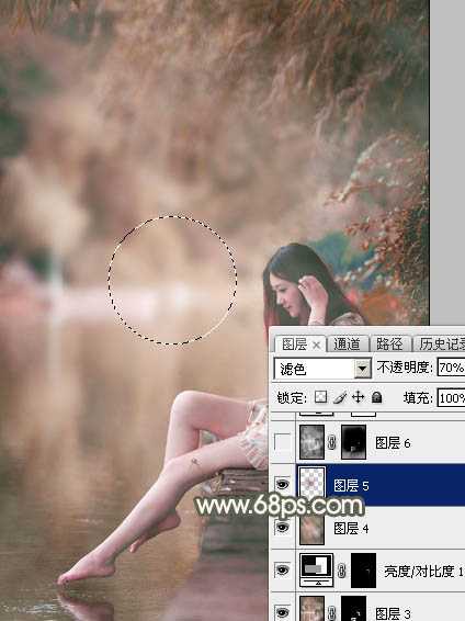 ‘Photoshop为水边美女图片打造甜美的酒红色‘