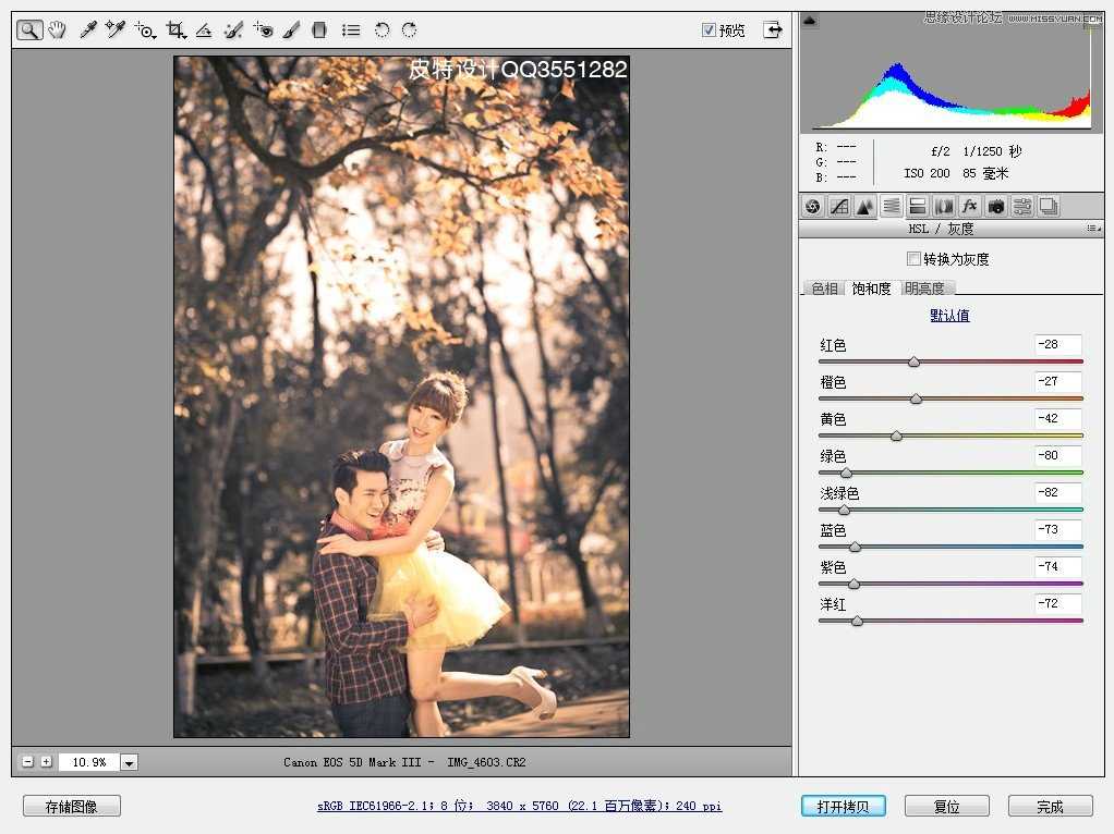‘Photoshop调出外景婚片秋季唯美的金黄色‘
