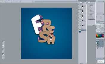 ‘PS与3D合作打造出时尚花纹立体字‘
