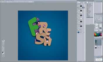 ‘PS与3D合作打造出时尚花纹立体字‘