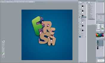 ‘PS与3D合作打造出时尚花纹立体字‘