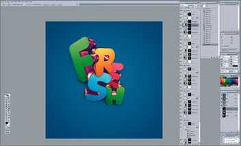 ‘PS与3D合作打造出时尚花纹立体字‘