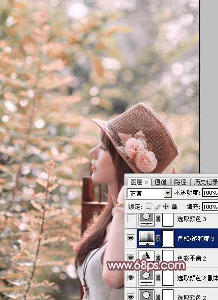 ‘Photoshop将美女图片打造清新的淡红色夏季‘