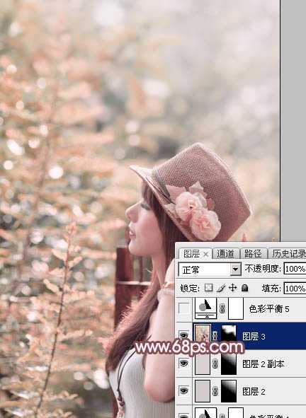 ‘Photoshop将美女图片打造清新的淡红色夏季‘