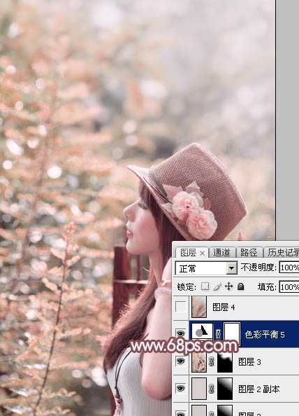 ‘Photoshop将美女图片打造清新的淡红色夏季‘