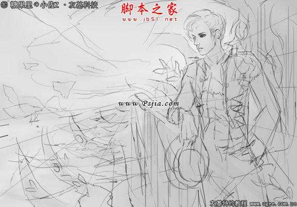 ‘photoshop鼠绘制作幻想世界中的忧郁男子‘