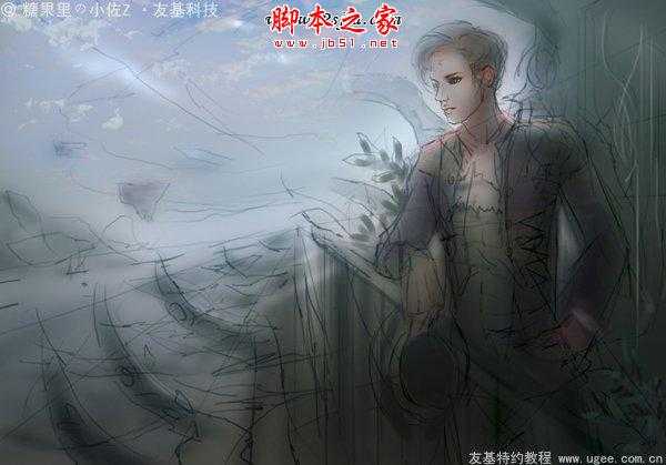 ‘photoshop鼠绘制作幻想世界中的忧郁男子‘