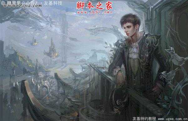 ‘photoshop鼠绘制作幻想世界中的忧郁男子‘